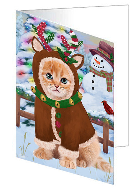 Christmas Gingerbread House Candyfest Siberian Cat Handmade Artwork Assorted Pets Greeting Cards and Note Cards with Envelopes for All Occasions and Holiday Seasons GCD74198