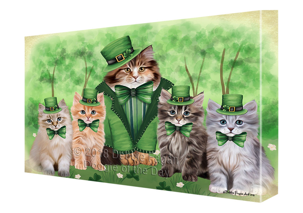 St. Patricks Day Irish Portrait Siberian Cats Canvas Print Wall Art Décor CVS135809