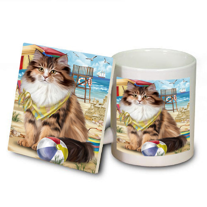 Pet Friendly Beach Siberian Cat Mug and Coaster Set MUC54178