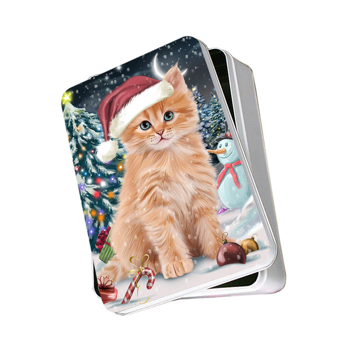 Have a Holly Jolly Christmas Happy Holidays Siberian Cat Photo Storage Tin PITN54193