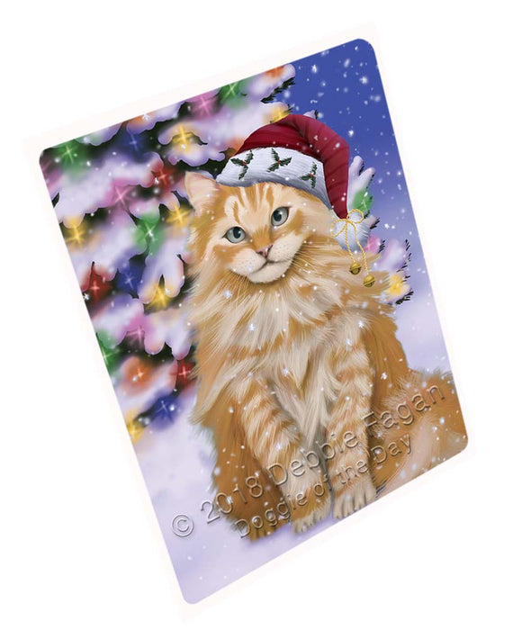 Winterland Wonderland Siberian Cat In Christmas Holiday Scenic Background Large Refrigerator / Dishwasher Magnet RMAG96618