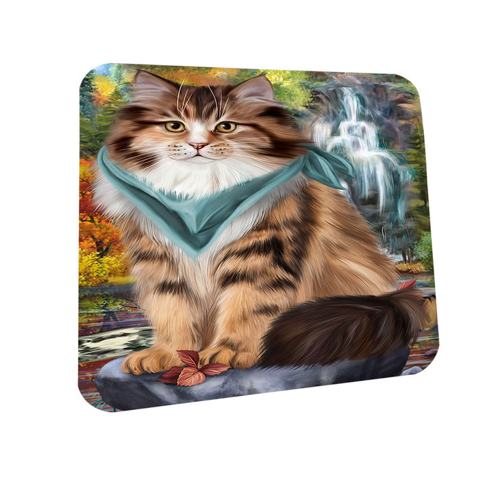 Scenic Waterfall Siberian Cat Coasters Set of 4 CST54641