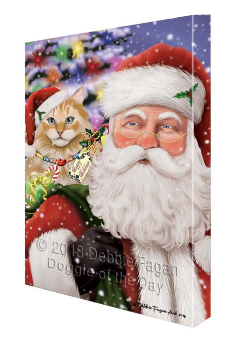 Santa Carrying Siberian Cat and Christmas Presents Canvas Print Wall Art Décor CVS119681