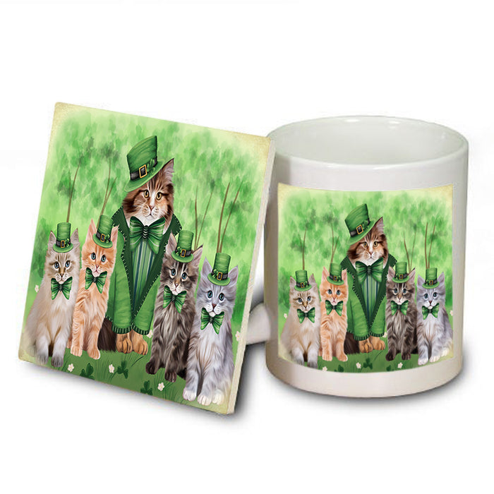 St. Patricks Day Irish Portrait Siberian Cats Mug and Coaster Set MUC57033