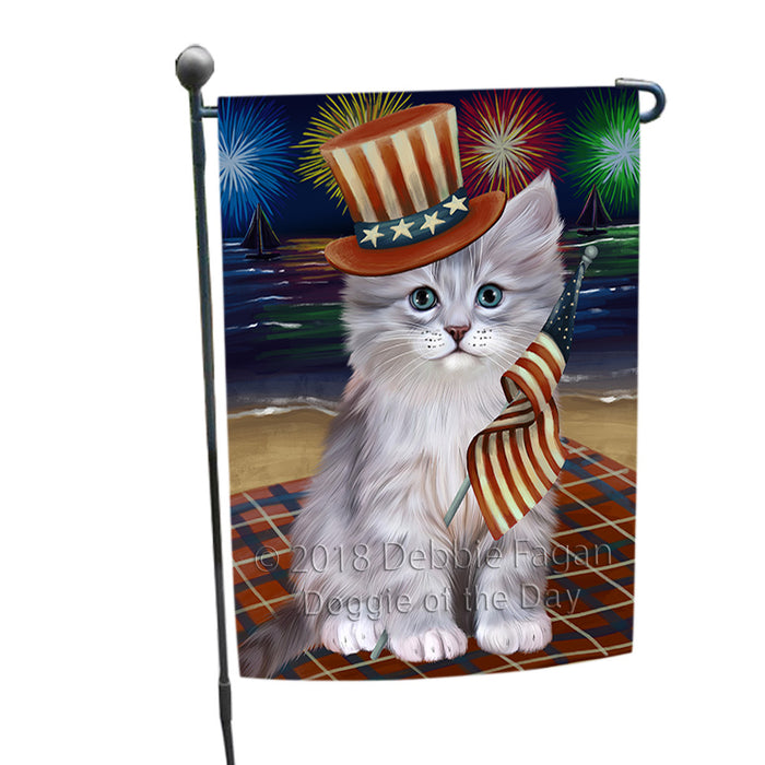 4th of July Independence Day Firework Siberian Cat Garden Flag GFLG57606