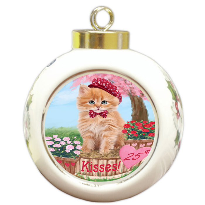 Rosie 25 Cent Kisses Siberian Cat Round Ball Christmas Ornament RBPOR56592