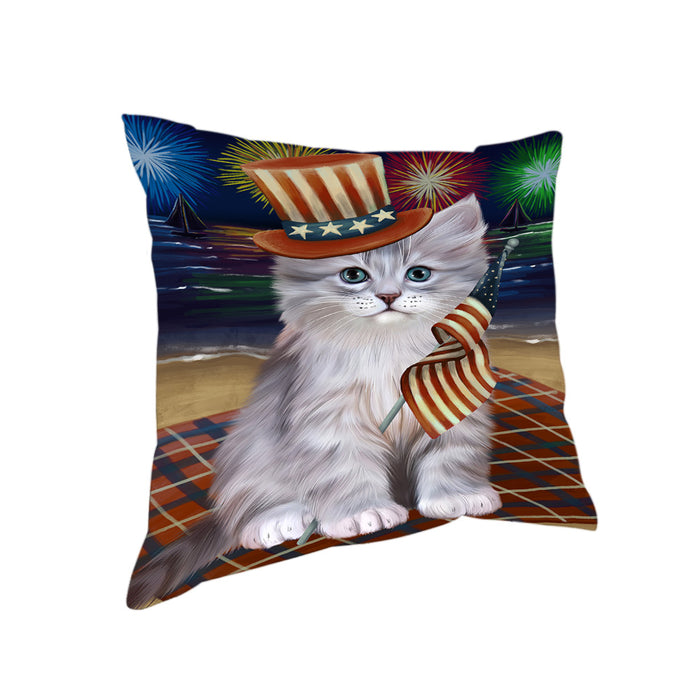 4th of July Independence Day Firework Siberian Cat Pillow PIL82204