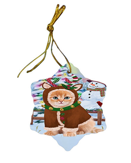 Christmas Gingerbread House Candyfest Siberian Cat Star Porcelain Ornament SPOR56917