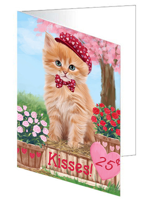 Rosie 25 Cent Kisses Siberian Cat Handmade Artwork Assorted Pets Greeting Cards and Note Cards with Envelopes for All Occasions and Holiday Seasons GCD73223