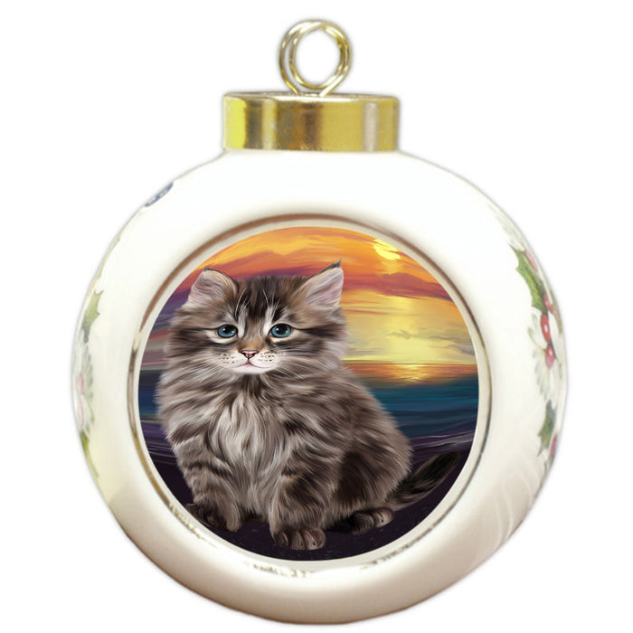Siberian Cat Round Ball Christmas Ornament RBPOR54759