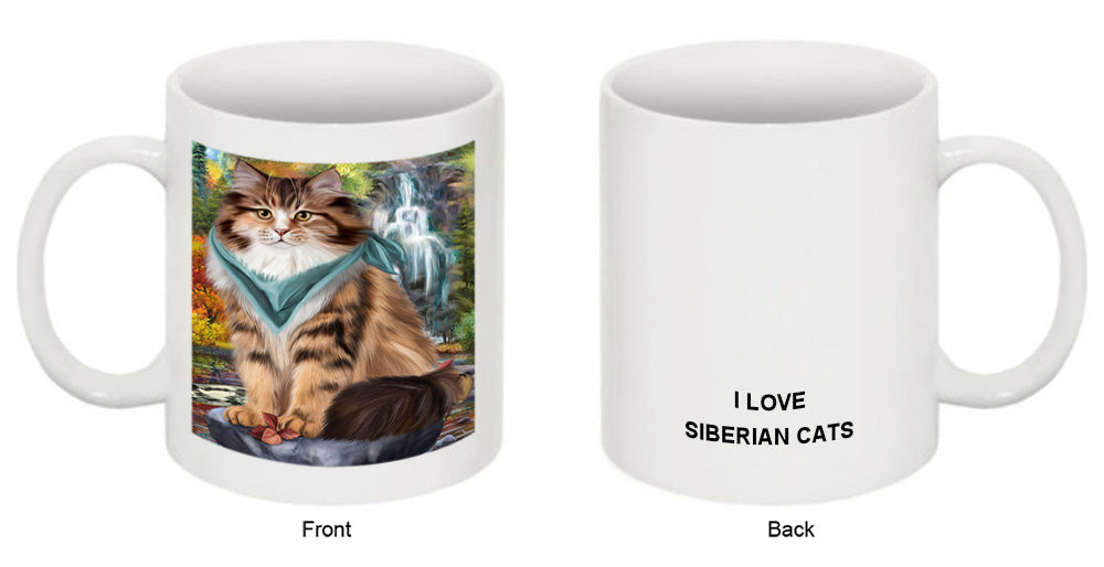 Scenic Waterfall Siberian Cat Coffee Mug MUG50081