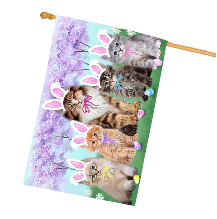 Easter Holiday Siberian Cats House Flag FLG57633