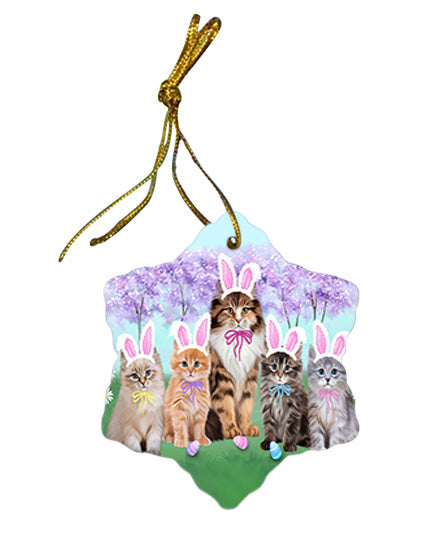 Easter Holiday Siberian Cats Star Porcelain Ornament SPOR57338