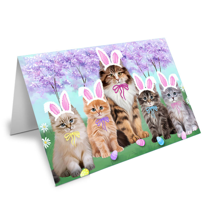 Easter Holiday Siberian Cats Handmade Artwork Assorted Pets Greeting Cards and Note Cards with Envelopes for All Occasions and Holiday Seasons GCD76325