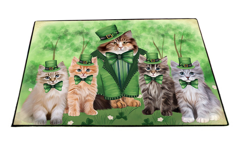 St. Patricks Day Irish Portrait Siberian Cats Floormat FLMS54239