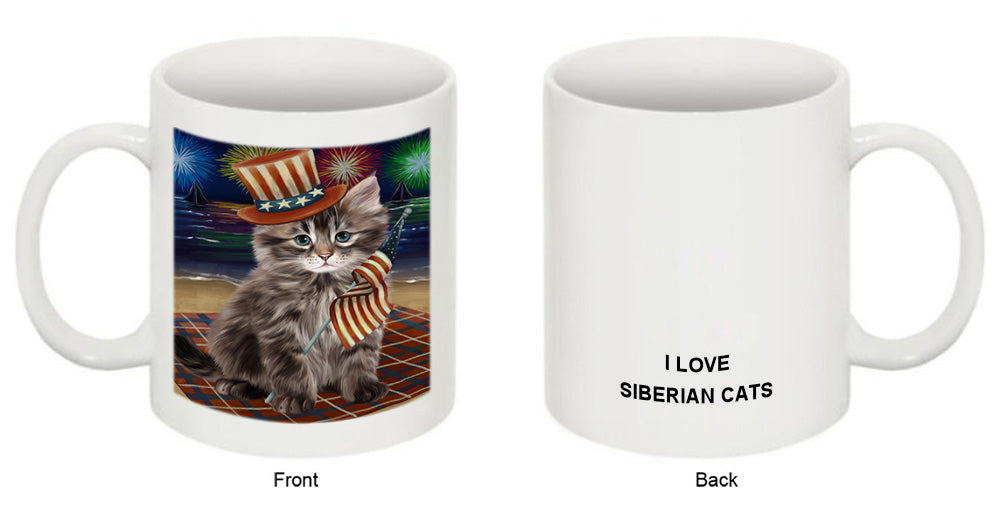 4th of July Independence Day Firework Siberian Cat Coffee Mug MUG52249