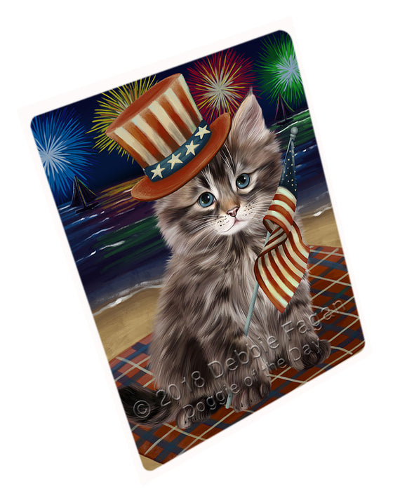 4th of July Independence Day Firework Siberian Cat Cutting Board C76074
