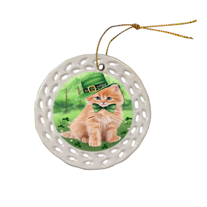 St. Patricks Day Irish Portrait Siberian Cat Ceramic Doily Ornament DPOR57982