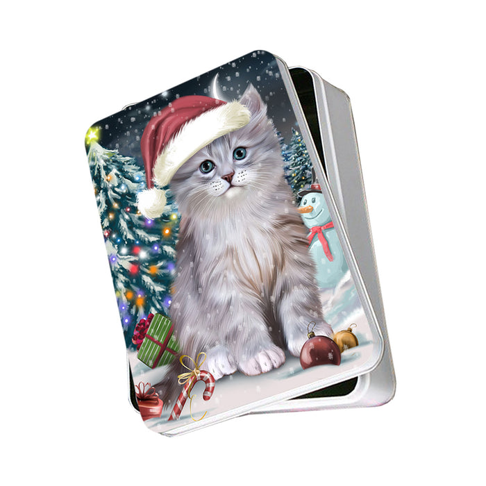Have a Holly Jolly Christmas Happy Holidays Siberian Cat Photo Storage Tin PITN54194