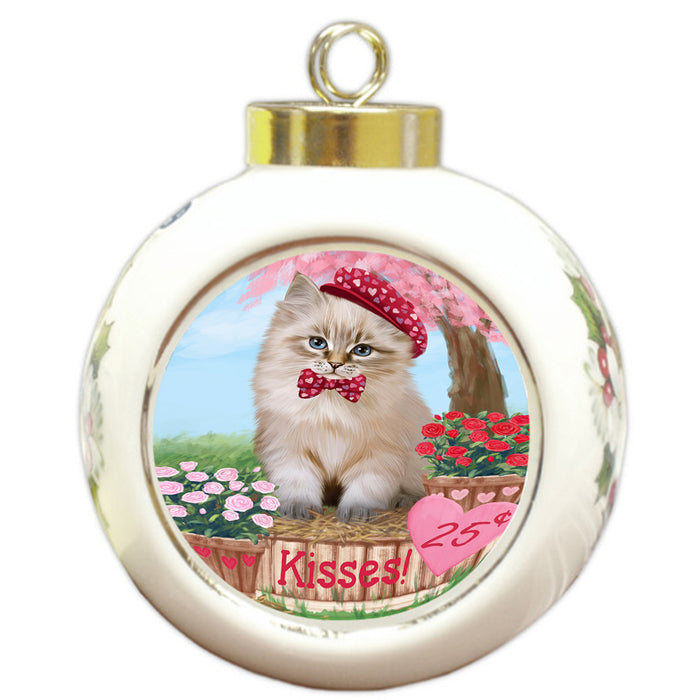 Rosie 25 Cent Kisses Siberian Cat Round Ball Christmas Ornament RBPOR56593