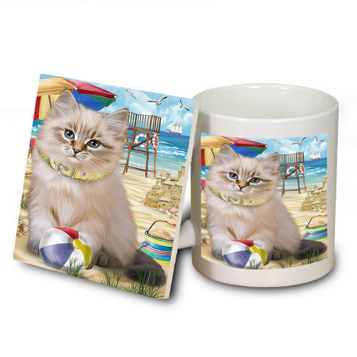 Pet Friendly Beach Siberian Cat Mug and Coaster Set MUC54179