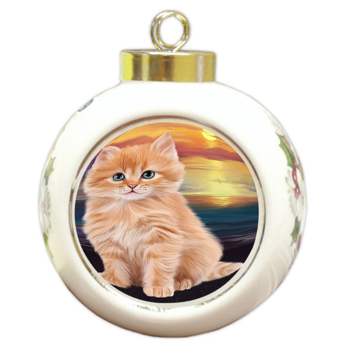 Siberian Cat Round Ball Christmas Ornament RBPOR54760