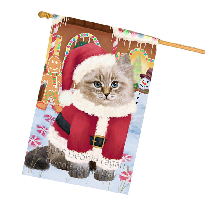 Christmas Gingerbread House Candyfest Siberian Cat House Flag FLG57246