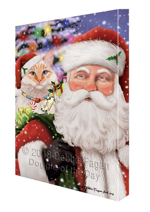 Santa Carrying Siberian Cat and Christmas Presents Canvas Print Wall Art Décor CVS119690