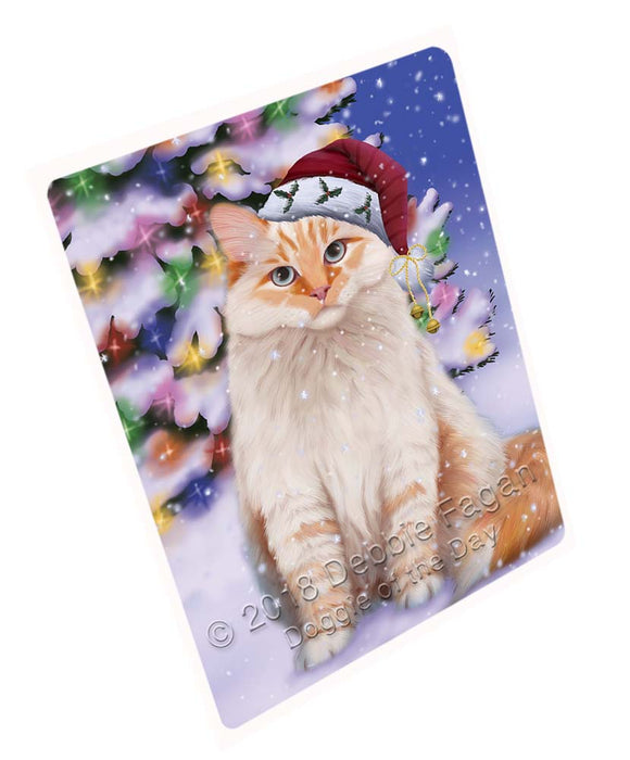 Winterland Wonderland Siberian Cat In Christmas Holiday Scenic Background Cutting Board C72315