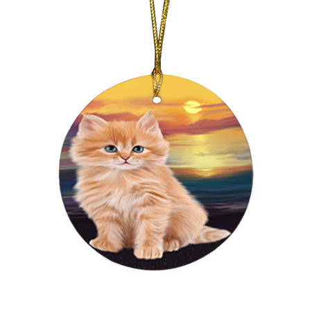 Siberian Cat Round Flat Christmas Ornament RFPOR54751