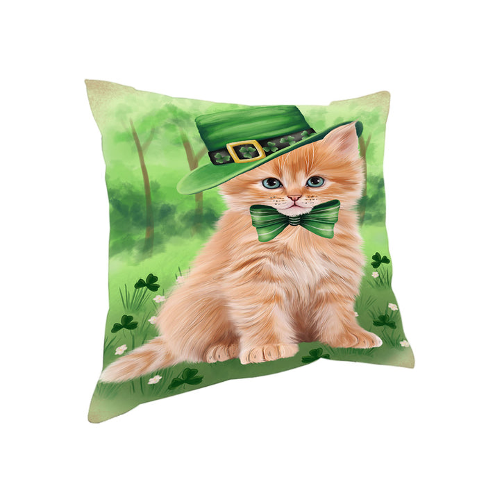 St. Patricks Day Irish Portrait Siberian Cat Pillow PIL86280