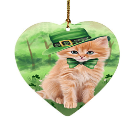 St. Patricks Day Irish Portrait Siberian Cat Heart Christmas Ornament HPOR57982
