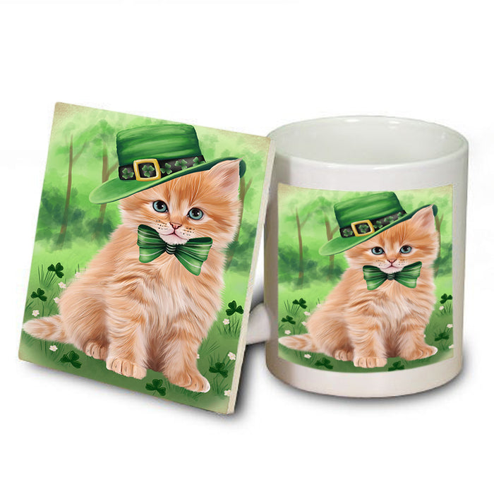 St. Patricks Day Irish Portrait Siberian Cat Mug and Coaster Set MUC57034