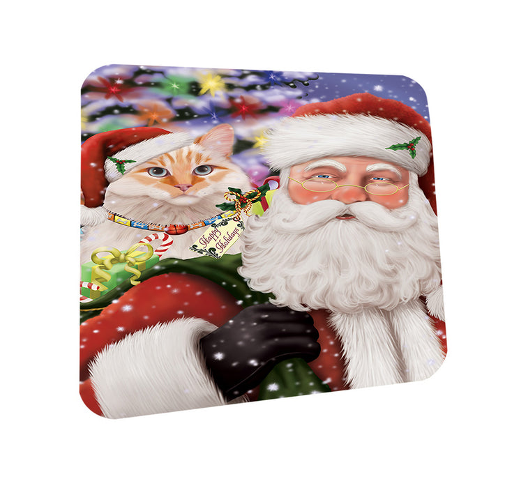 Santa Carrying Siberian Cat and Christmas Presents Coasters Set of 4 CST55487