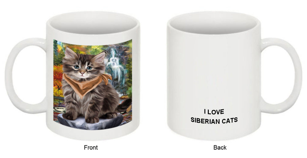 Scenic Waterfall Siberian Cat Coffee Mug MUG50082