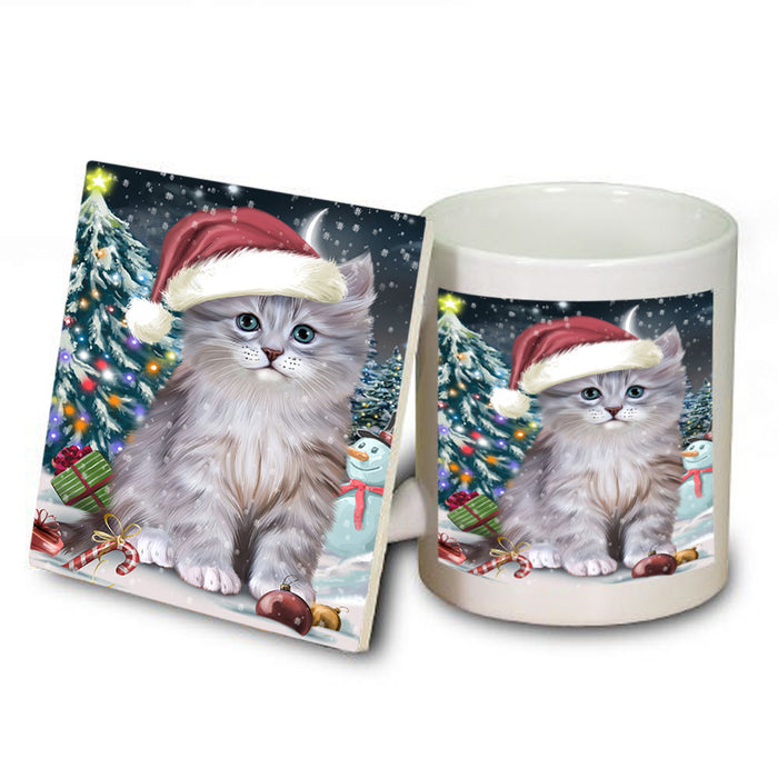 Have a Holly Jolly Christmas Happy Holidays Siberian Cat Mug and Coaster Set MUC54243