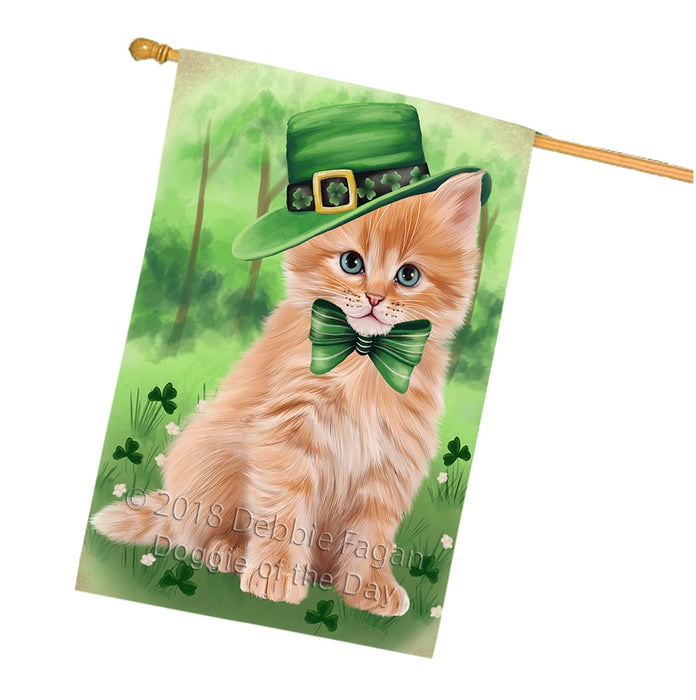 St. Patricks Day Irish Portrait Siberian Cat House Flag FLG65066