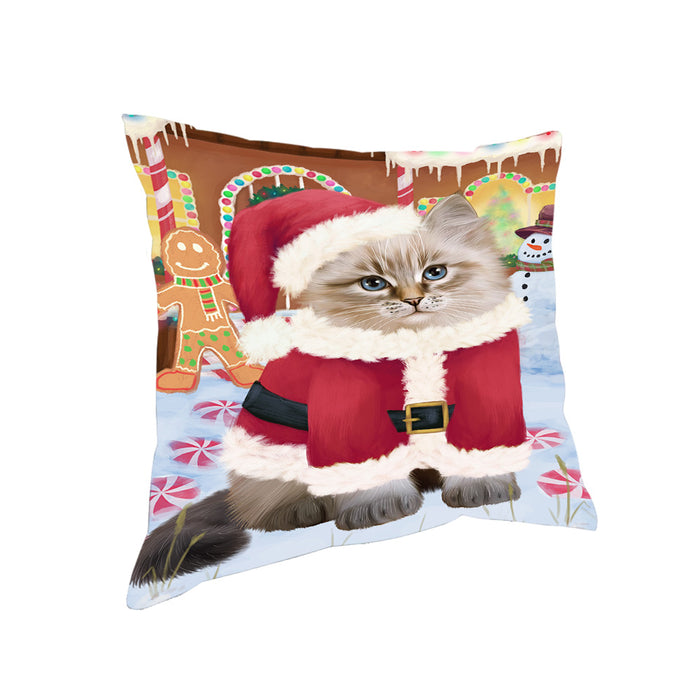 Christmas Gingerbread House Candyfest Siberian Cat Pillow PIL80540