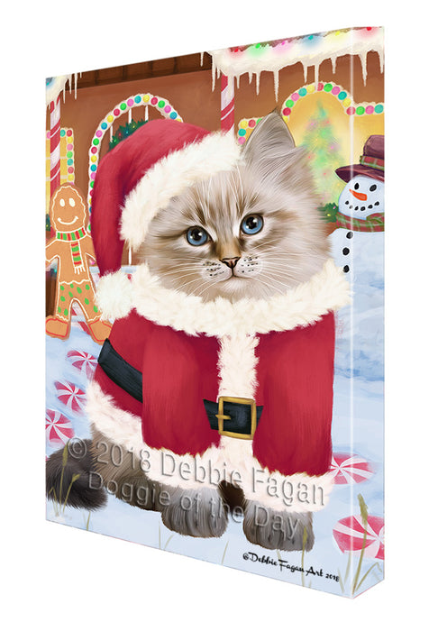 Christmas Gingerbread House Candyfest Siberian Cat Canvas Print Wall Art Décor CVS131282