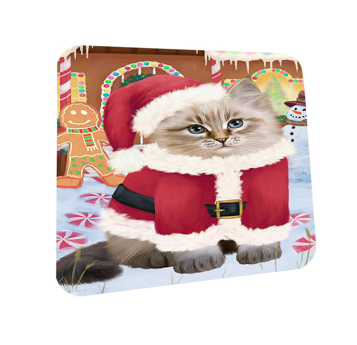 Christmas Gingerbread House Candyfest Siberian Cat Coasters Set of 4 CST56520
