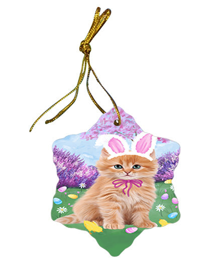Easter Holiday Siberian Cat Star Porcelain Ornament SPOR57339