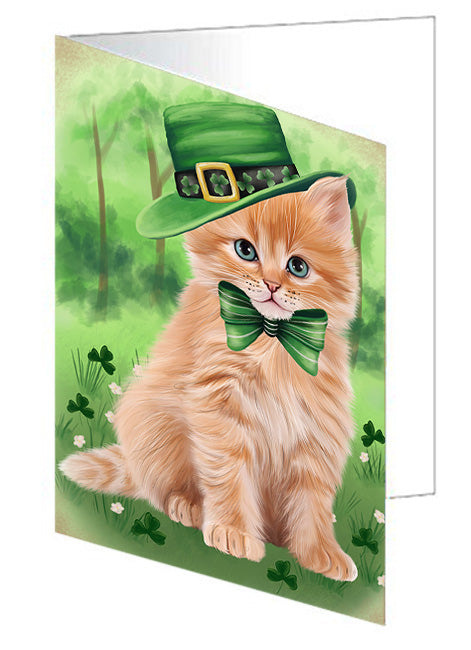 St. Patricks Day Irish Portrait Siberian Cat Handmade Artwork Assorted Pets Greeting Cards and Note Cards with Envelopes for All Occasions and Holiday Seasons GCD76640