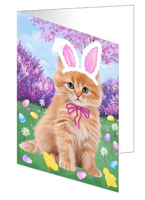 Easter Holiday Siberian Cat Handmade Artwork Assorted Pets Greeting Cards and Note Cards with Envelopes for All Occasions and Holiday Seasons GCD76328