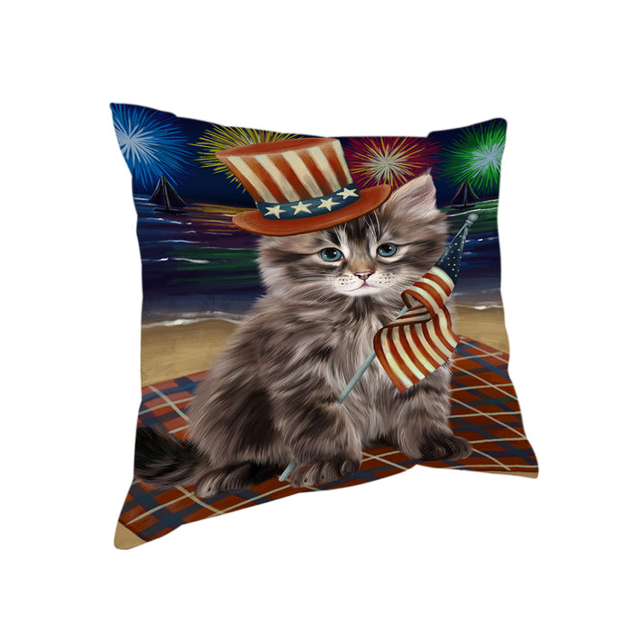 4th of July Independence Day Firework Siberian Cat Pillow PIL82208
