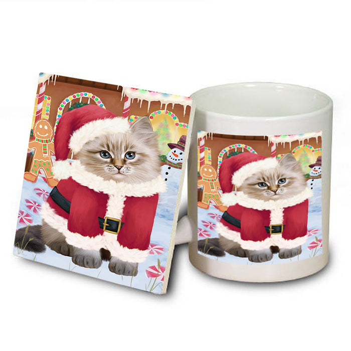 Christmas Gingerbread House Candyfest Siberian Cat Mug and Coaster Set MUC56554