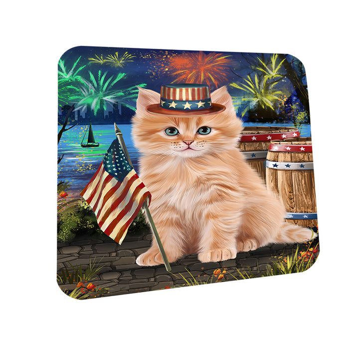 4th of July Independence Day Firework Siberian Cat Coasters Set of 4 CST54036