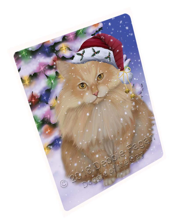 Winterland Wonderland Siberian Cat In Christmas Holiday Scenic Background Cutting Board C72318