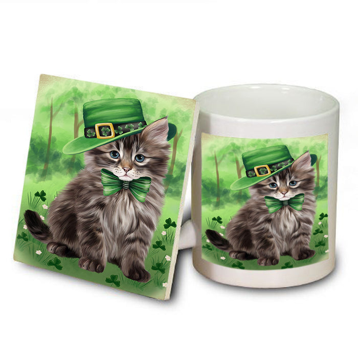 St. Patricks Day Irish Portrait Siberian Cat Mug and Coaster Set MUC57035