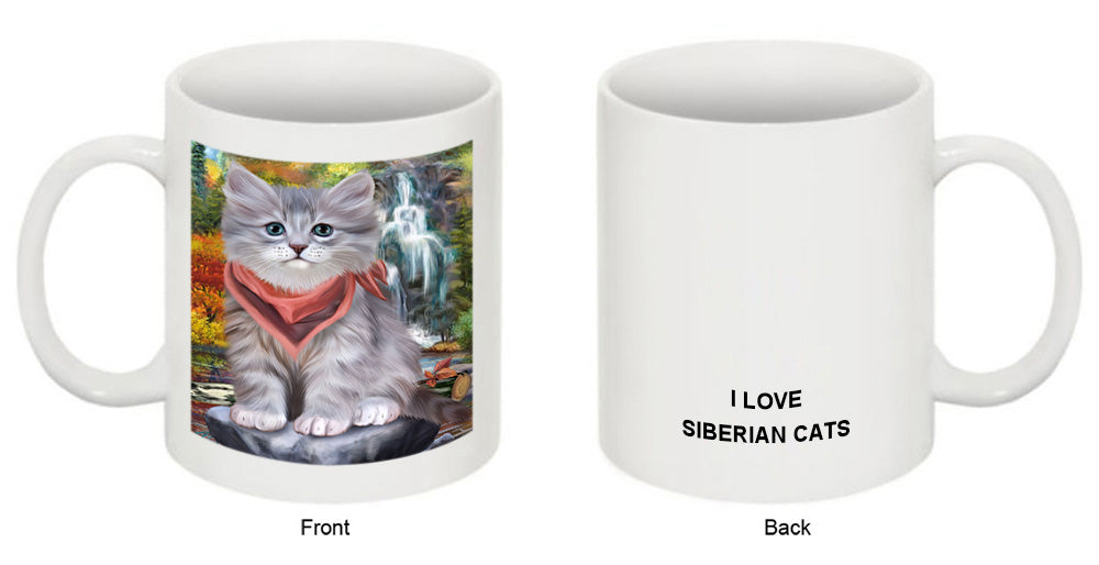 Scenic Waterfall Siberian Cat Coffee Mug MUG50083