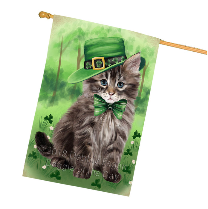 St. Patricks Day Irish Portrait Siberian Cat House Flag FLG65067